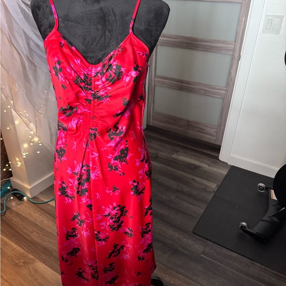 Red Floral Satin Slip Dress - Picture 1 of 1